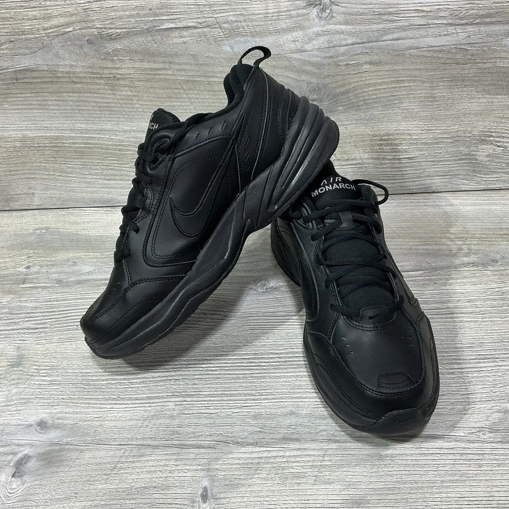 Nike Air Monarch IV Shoes Men's Size 11.5 4E Black Leather Cross Trainer Walking